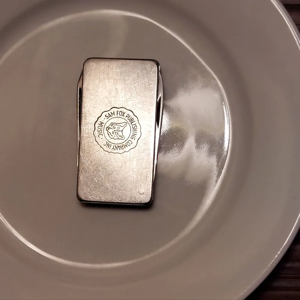 SAM FOX MUSIC PUBLISHING ANTIQUE SILVER  (ITALY) MONEY CLIP NAIL FILE VERY RARE!